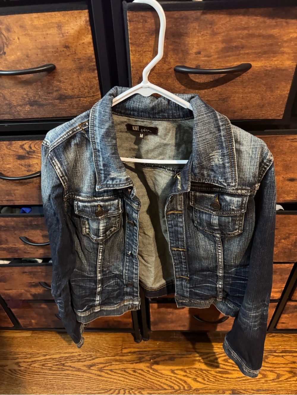 Kut from the Kloth Distressed Medium Blue Denim Jacket